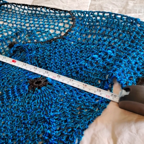 Electric Blue, Vintage Avant Garde Crochet Cardigan. Cottagecore - Picture 9 of 11